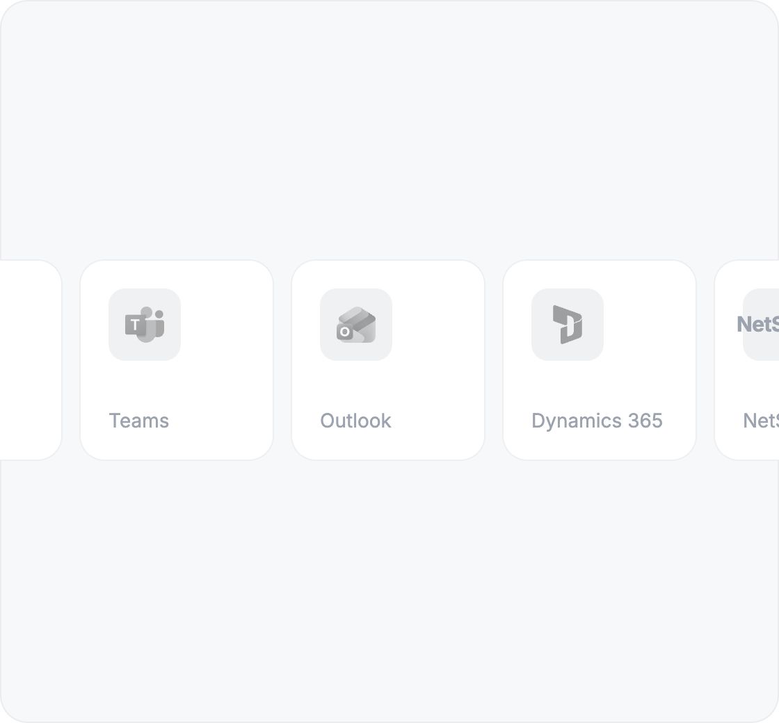 Cloudsquid integrations including Teams, Outlook, Dynamics 365, and NetSuite